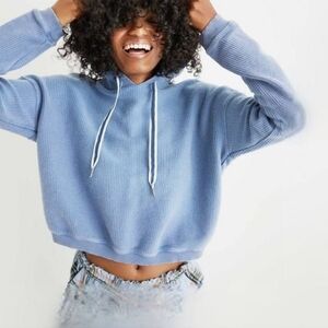 Aerie Sky Blue Ribbed Hoodie